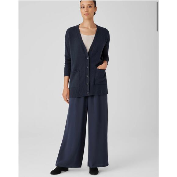 Eileen Fisher Cotton Recycled Cashmere Cardigan - Large - Picture 3 of 8
